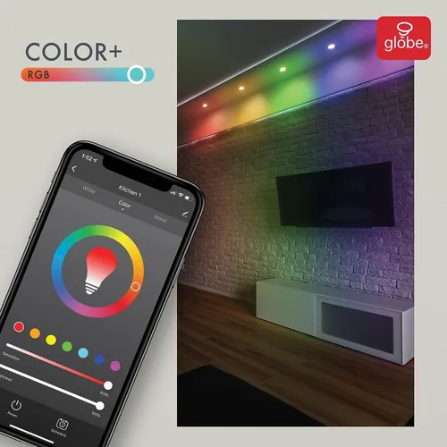 Miniatura 5 de Globe Electric Bombilla LED inteligente Wi-Fi de 10 vatios (equivalente a 65 W), multicolor, RGB sintonizable, blanco esmerilado, no requiere
