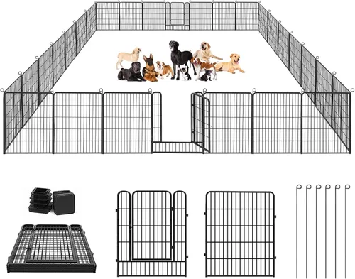 Miniatura 21 de Corralito para perros, 32 pulgadas, 10 paneles cerca para perros de exterior, corral para perros de interior antióxido, corral para mascotas