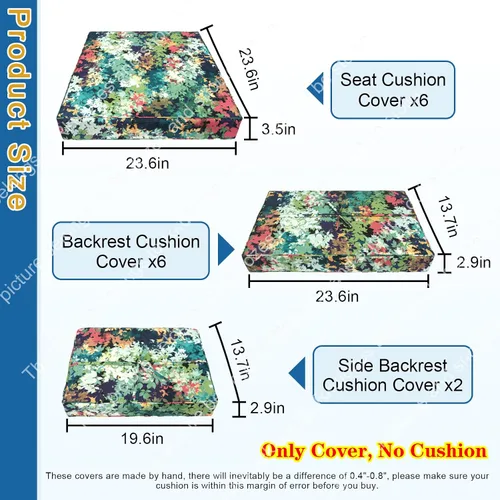 Miniatura 3 de 14 fundas de cojín de patio para juegos de asientos seccionales de muebles de exterior de 7 piezas, resistentes al agua, más 2 almohadas decorativas