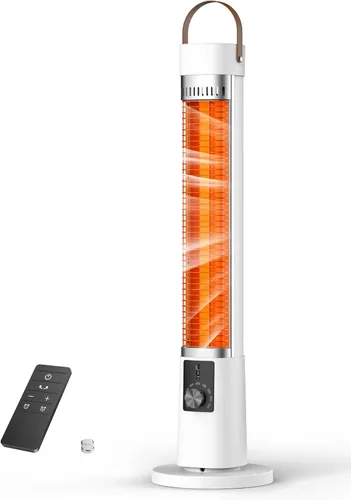 Miniatura 11 de Calentador al aire libre para patio, 32" Calentadores eléctricos por infrarrojos para interiores con control remoto, 1500W, oscilación de 60°