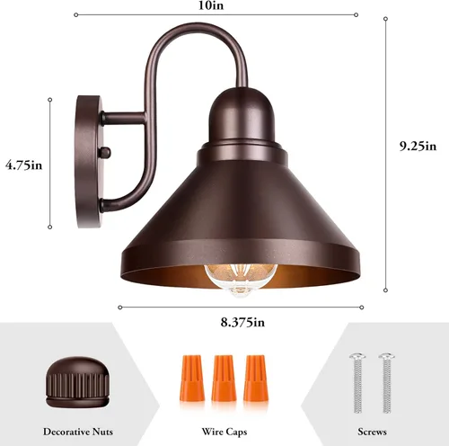 Miniatura 2 de Brightever Luces de Porche de Cuello de Ganso para Exteriores, Paquete de 2 Accesorios de Luz de Granero Exterior Estilo Granja, Lámparas de Pared