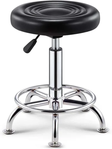 Miniatura 19 de Taburete de bar ajustable giratorio, chasis de acero grande, respaldo moderno para el hogar, taburete redondo de pierna alta, carga de 220.5 lbs