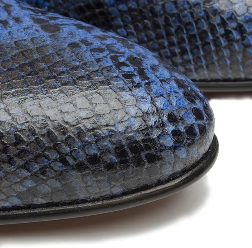 Miniatura 3 de Club Cubano EMMANUEL - Botas de tacón cubano de piel con estampado de serpiente color azul