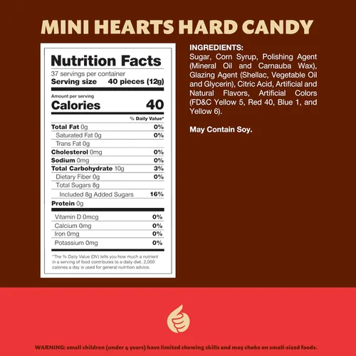 Miniatura 2 de Mini Candy Hearts Bolsa de 1 libra Caramelo duro de sabores de frutas surtidos Corazones de arcoíris para bufés de dulces, aperitivos