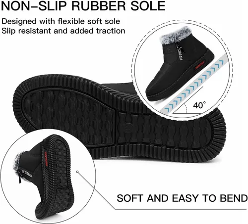 Miniatura 5 de TEMOFON Botas de nieve para mujer, botas de invierno cálidas, impermeables, con forro de piel para exteriores para mujer