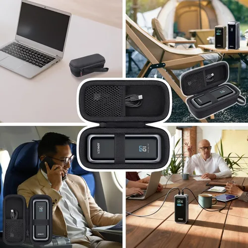 Miniatura 8 de Estuche de viaje rígido Khanka de repuesto para banco de energía portátil Anker Prime, 20100mAh 220W(A110B) /20000mAh,200W(A1336), solo estuche Negro