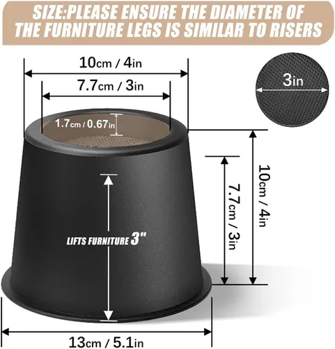 Miniatura 7 de Furniture Risers 4 Inch Bed Risers Heavy Duty for Table Desk Couch Chair Sofa Cabinet Bed Frame Dorm