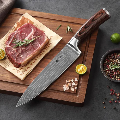 Miniatura 8 de Wakoli EDIB Cuchillo de chef Damasco – Cuchillo de cocina de estilo japonés de 7.9 pulgadas, hoja de acero de Damasco de 67 capas con núcleo VG10, 1