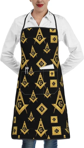 Miniatura 33 de Delantal unisex con cuello ajustable con bolsillos espaciosos y lazos largos
