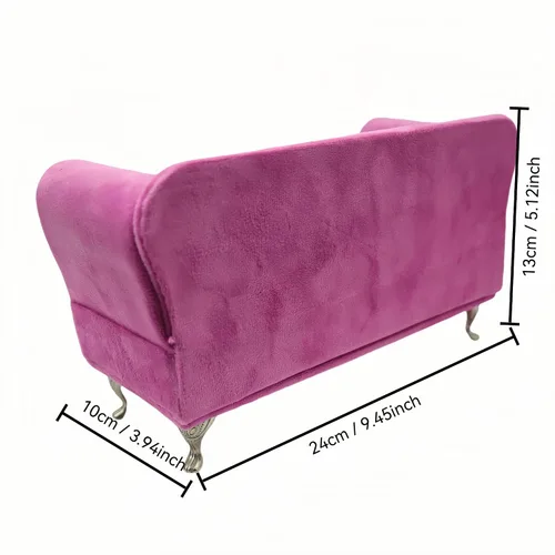 Miniatura 4 de CONCISE Escala 1/6 y 1/12 Sofá de Terciopelo en Miniatura con Caja de Joyas Oculta para Mujeres de 14+ Coleccionistas Almacenamiento de Anillo