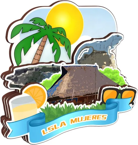 Miniatura 2 de Isla Mujeres Mexico - Imán de madera para nevera, colección 3D, madera 3D, hecho a mano, recuerdos de la ciudad, imán para nevera, decoración