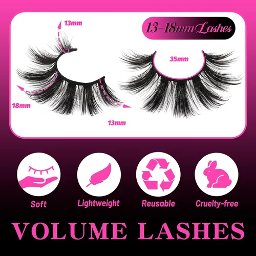 Miniatura 85 de Veleasha Pestañas postizas de manga puntiagudas, 100% hechas a mano, aspecto natural, pestañas postizas ligeras con banda transparente suave