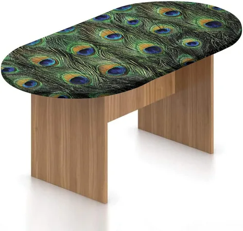 Miniatura 16 de XISUNYA Mantel ovalado ajustable, mantel de poliéster elástico de pavo real, mantel ajustable con estampado de flor de primavera japonesa, se adapta
