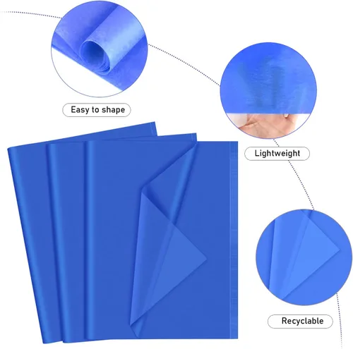 Miniatura 3 de NEBURORA 120 hojas de papel de seda azul, 14 x 20 pulgadas, papel de envoltura azul marino para bolsas de regalo, embalaje, relleno floral