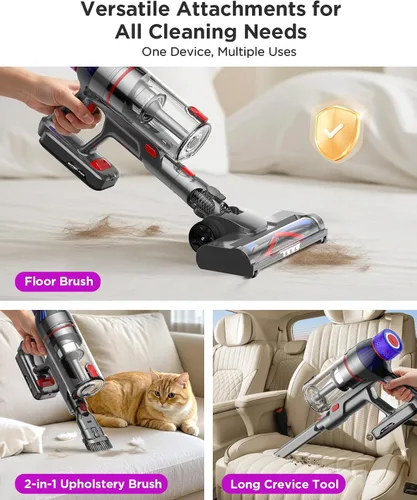 Miniatura 7 de Cuzmok - Aspiradora de varilla inalámbrica para el hogar: potente succión, diseño ligero sin enredos y batería desmontable de 2600mAh hasta 50