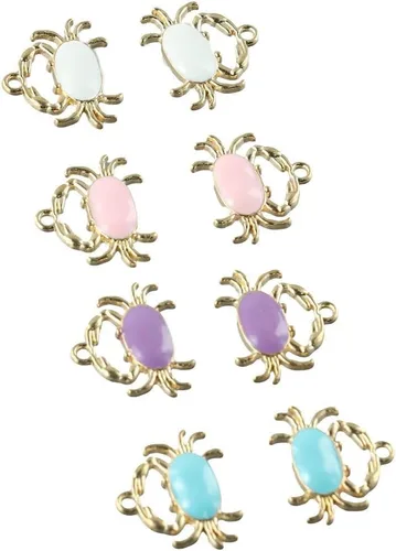 Miniatura 4 de 40 dijes de cangrejo esmaltados, colores aleatorios de animales del océano, colgantes de aleación de temática marina para fabricación de joyas