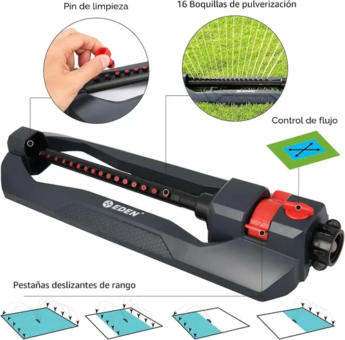 Miniatura 3 de Eden 94105 Aspersor Esencial Oscilante para Césped y Jardín con Control de Ancho y Flujo