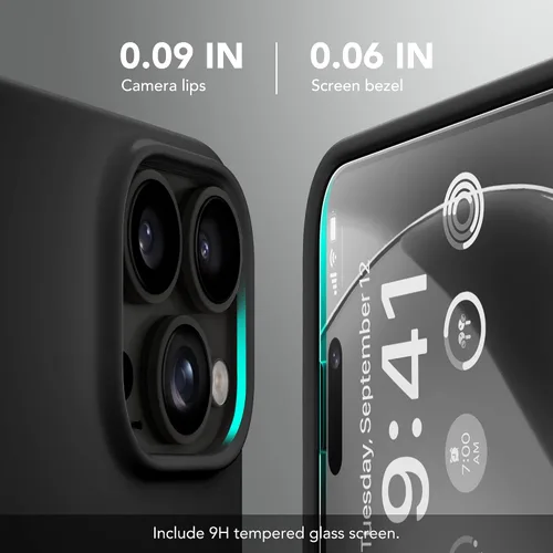 Miniatura 5 de GONEZ Funda de silicona para iPhone 14 Pro Max, compatible con MagSafe, con protector de pantalla + protector de lente de cámara, silicona líquida a