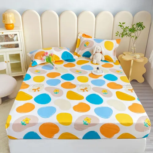 Miniatura 12 de Sábana bajera tamaño individual suave y acogedora, de algodón lavado, de algodón cepillado, para dormitorio de niños y niñas, funda de almohada