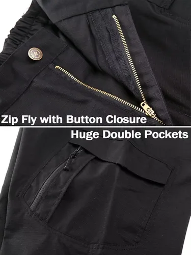 Miniatura 6 de MAGCOMSEN Pantalones tácticos para hombre con 9 bolsillos Rip-Stop ligeros pantalones de senderismo