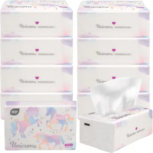 Miniatura 10 de Paquete de 6, tejido facial pequeño y suave, papel higiénico, servilleta desechable, funda de bolsa no caja, papel facial blanco, material fibra