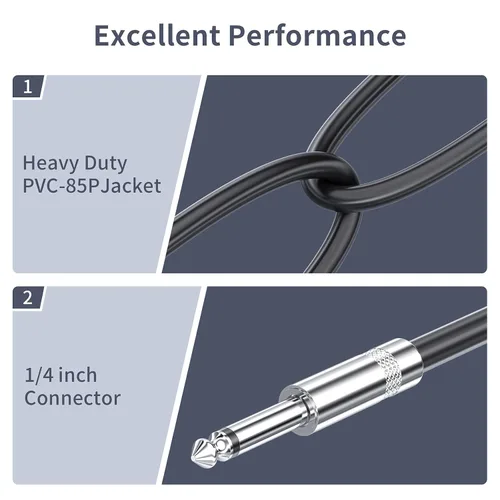 Miniatura 2 de Paquete de 2 cables de altavoz Speakon de 3 pies a macho de 1/4 pulgadas, cable profesional resistente de calibre 12, cable de conexión de 0.250 in