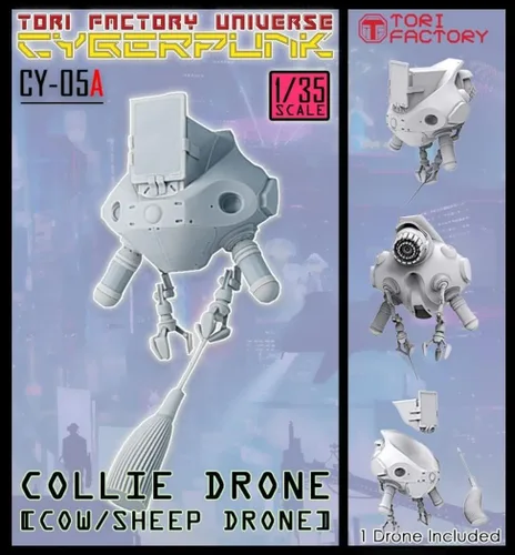 Tri-Factory CY-05A 1/35 Cyberpunk Series Collie Drone, Freestanding Drone, Chasing Livestock from The Sky, Resin Kit