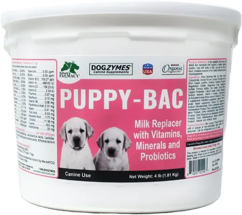 Miniatura 4 de Dogzymes Puppy-Bac - Sustituto de leche (2 libras) con microorganismos vivos y enzimas 441 millones de UFC/gramo Mezcla 1:4