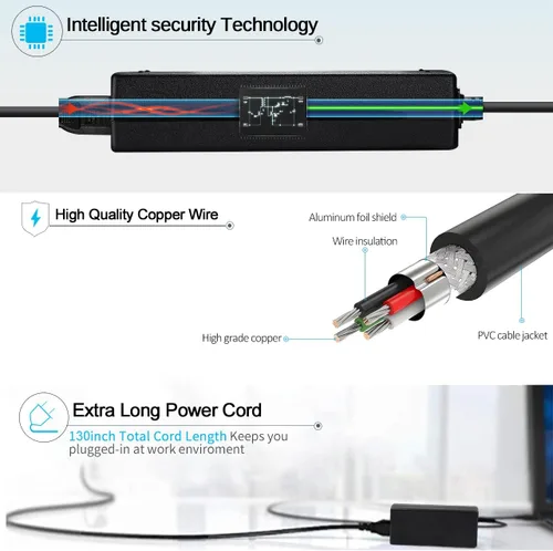 Miniatura 6 de Cargador para portátil de 65 W compatible con HP Pavilion x360 14 15 17, Envy 13 15 X360, Elitebook 840 G5, ProBook Chromebook Stream Series