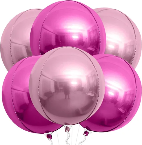Miniatura 29 de KatchOn, Globos de papel aluminio de color rosa claro, 22 pulgadas, paquete de 6 unidades, globos de Mylar rosa claro para decoraciones de Navidad