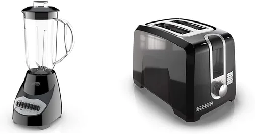 BLACK+DECKER Crush Master Blender, 10 velocidades con cuchillas de acero inoxidable, negro, BL2010BP y BLACK+DECKER - Tostadora de ranura extra