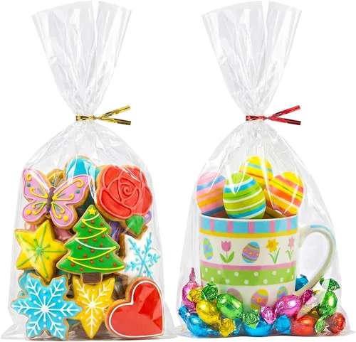 Miniatura 11 de Morepack Bolsas de celofán, 6 x 12 pulgadas, 200 bolsas de celofán con lazos para amarrarlas, de plástico, para poner postres, pastelería, dulces