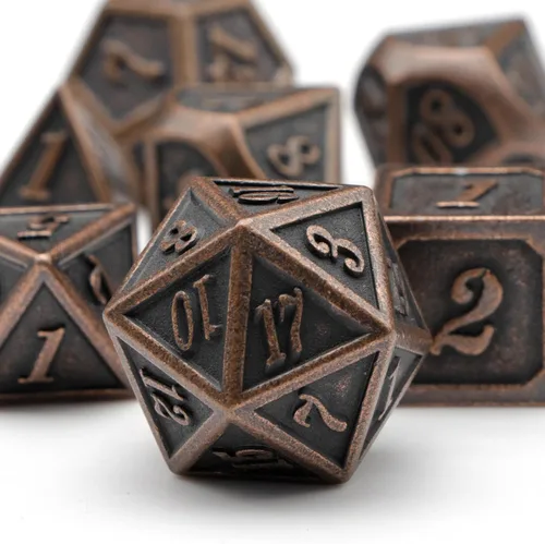 Miniatura 2 de Juego de dados de metal, dados poliédricos D&D para Dungeons and Dragons RPG DND, dados para juegos de rol, MTG, juegos de mesa, Shadowrun Cobre