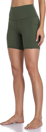 Colorfulkoala - Pantalones cortos tipo biker para yoga y entrenamiento, de talle alto y con bolsillos, con entrepierna de 6pulgadas, para mujer