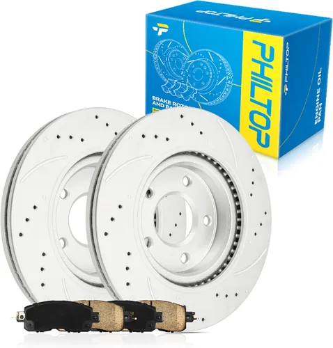 Miniatura 46 de PHILTOP Juego de rotores de freno de disco trasero y pastillas de freno de cerámica para Nissan 2002-2023 Altima, Nissan 2007-2019 Sentra, Nissan