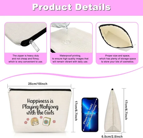 Miniatura 2 de Bridge Queen - Bolsa de maquillaje Mahjong para jugador, regalo de jubilación, regalo de Navidad y cumpleaños para amantes del póquer, Mahjong