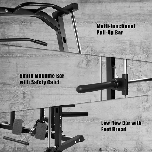Miniatura 5 de RitFit Smith - Estante de potencia para máquina con sistema LAT-Pull Down, minas terrestres, barra de barra, clavijas de almacenamiento de placas