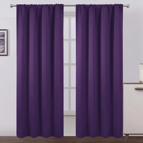 Miniatura 44 de LEMOMO Cortinas opacas negras para cocina, 42 x 45 pulgadas, juego de 2 paneles de cortinas opacas con bolsillo para cortinero para ventana pequeña