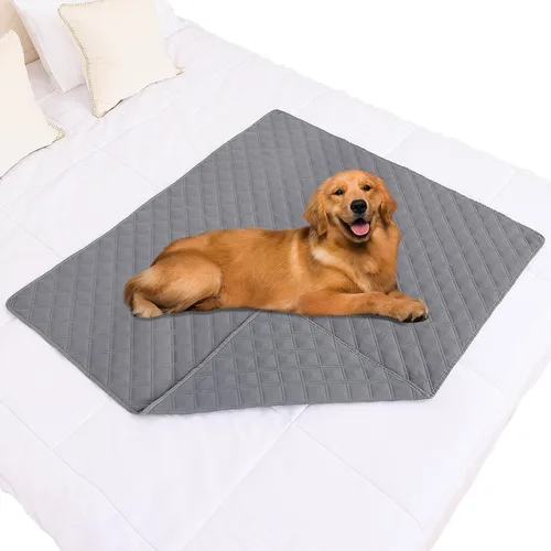 Miniatura 72 de Smiry Funda impermeable para cama de mascota, suave y lavable, para muebles, cama, sofá, reversible, a cuadros (30 x 53 pulgadas, color beige/beige)