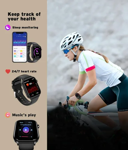 Miniatura 4 de Reloj inteligente para hombre y mujer, reloj inteligente con pantalla táctil HD de 1.96 pulgadas, más de 100 deportes, presión arterial, frecuencia