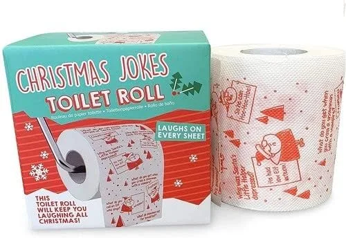 Rollo de papel higiénico de broma de Navidad en caja de regalo, bromas divertidas en cada hoja, bromas divertidas y decoración de papel de seda de