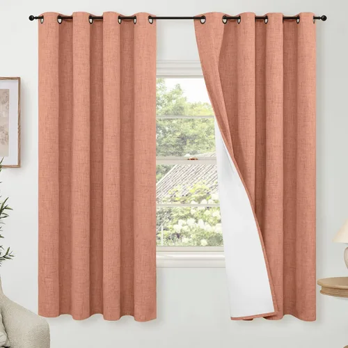 Miniatura 60 de Cortinas Opacas de Lino Azul Bebé para Guardería de 40 Pulgadas de Largo, 2 Paneles, Cortinas Cortas con Aislamiento Térmico Boho de Bloqueo Total