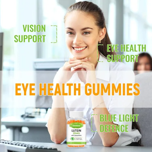 Miniatura 4 de Gomitas de luteína de 25 mg – Vitaminas para los ojos Luteína y Zeaxantina Suplementos para la salud ocular para adultos, suplemento de gomitas