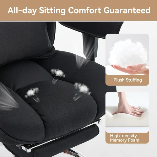 Miniatura 6 de Efomao Silla de oficina grande y alta con reposapiés, silla ejecutiva de malla transpirable, silla de escritorio de computadora resistente