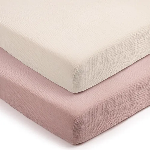 Miniatura 19 de Lulu Moon - Sábanas de muselina para cuna, sábanas bajeras para cuna para niños y niñas, 28 x 52 pulgadas, paquete de 2 Crema y arena