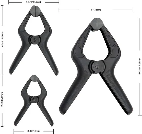 Miniatura 2 de Amazon Basics Juego de 14 abrazaderas de resorte de nailon, 6 paquetes de 3-3/8 pulgadas, 4 paquetes de 4-1/2 pulgadas, 4 paquetes de 6-1/2