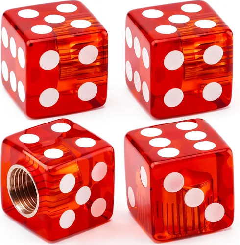 Miniatura 12 de 4 piezas tapones de válvula de neumático en forma de dados, cubiertas universales de válvula de neumático a prueba de polvo con núcleo de cobre