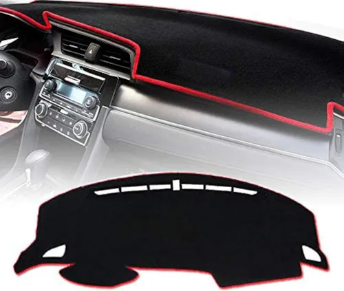 Cubierta de salpicadero personalizada PGONE para consola central negra, alfombrilla protectora para salpicadero, protector solar, almohadilla de Rojo