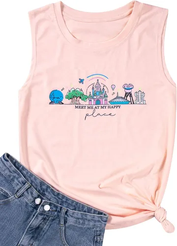 Miniatura 7 de FASHGL Magic Kingdom - Camiseta sin mangas para mujer, con texto en inglés "May The Magic Be with You", camiseta sin mangas con gráficos