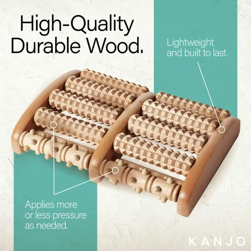 Miniatura 4 de Kanjo Acupressure Foot Pain Relief Multi-Roller – Rodillo de madera de doble pie – Alivia la fascitis plantar, el dolor de talón y arco – Promueve